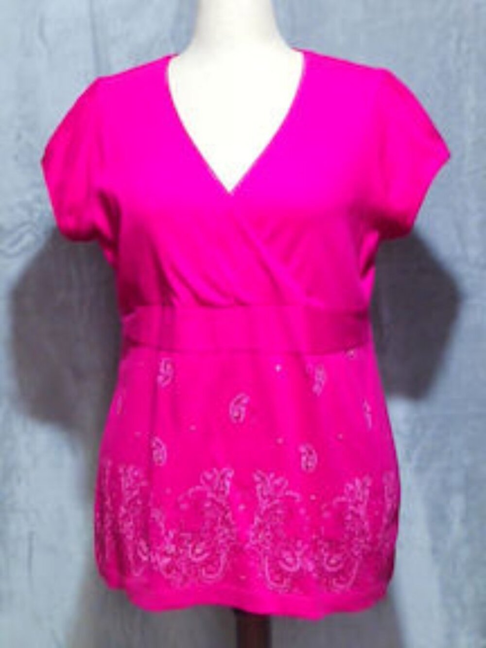 Venezia Knit Short Sleeve Shirt, size 14/16, Pink